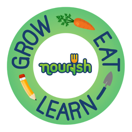 green circle logo with grow eat learn